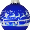 Christbaumkugeln "Winterdorf und Santa" in Blau - 4 Stück