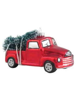 Christbaumornament "Historischer Pickup" in Rot - (B)8 cm