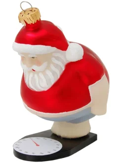 Christbaumornament "Weihnachtsmann auf Waage Ohohoho" in Rot - (L)11 cm