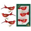 Christbaumornamente "Glasvögel" in Rot/ Gold - 3 Stück