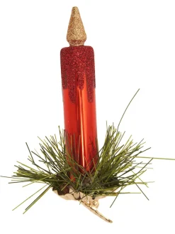 Christbaumornamente "Kerze" in Rot - 2 Stück - (H)11 cm