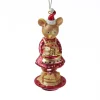 Christbaumschmuck Maus mit Pfannkuchen Glas H: 15cm in rot