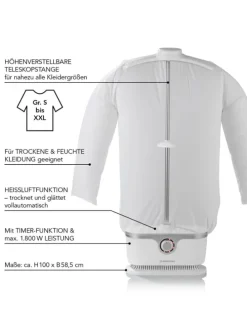 CLEANmaxx Hemden-Bügler mit Timerfunktion - silber/weiß