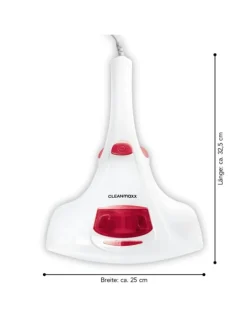CLEANmaxx Milben-Handstaubsauger mit UV-C-Licht inkl. 2 Ersatzfilter - weiß/rot