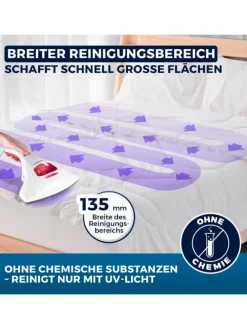 CLEANmaxx Milben-Handstaubsauger mit UV-C-Licht inkl. 2 Ersatzfilter - weiß/rot