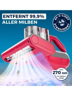 CLEANmaxx Milben-Handstaubsauger mit UV-C-Licht 450W grau/rot