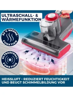 CLEANmaxx Milben-Handstaubsauger mit UV-C-Licht 450W grau/rot