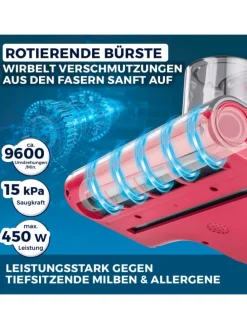 CLEANmaxx Milben-Handstaubsauger mit UV-C-Licht 450W grau/rot
