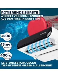 CLEANmaxx Milben-Handstaubsauger 400W weiß/rot