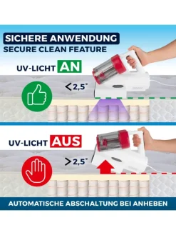 CLEANmaxx Milben-Handstaubsauger 400W weiß/rot