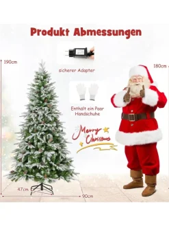 190cm Künstlich PE Weihnachtsbaum LED in Grün