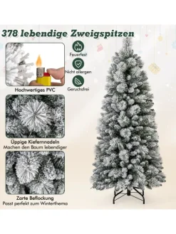 150cm Künstlich Weihnachtsbaum mit Beleuchtung in Weiß