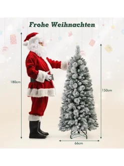 150cm Künstlich Weihnachtsbaum mit Beleuchtung in Weiß