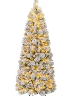 180cm Künstlich Weihnachtsbaum mit Beleuchtung in Weiß