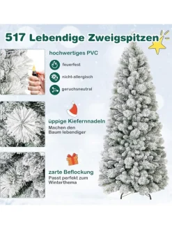 180cm Künstlich Weihnachtsbaum mit Beleuchtung in Weiß