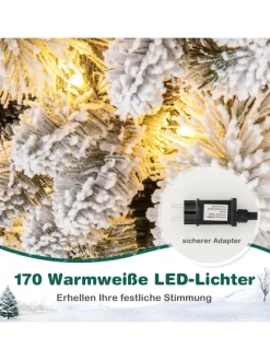 180cm Künstlich Weihnachtsbaum mit Beleuchtung in Weiß