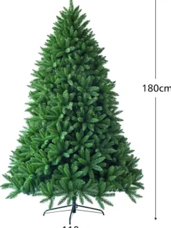 180cm Künstlicher Weihnachtsbaum mit Metallständer in Grün