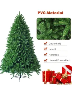 180cm Künstlicher Weihnachtsbaum mit Metallständer in Grün