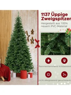240cm Künstlicher Weihnachtsbaum Ecke mit Beleuchtung in Grün