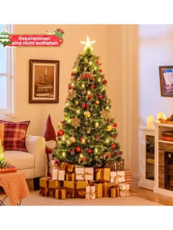 180cm Künstlicher Weihnachtsbaum mit Beleuchtung in Grün