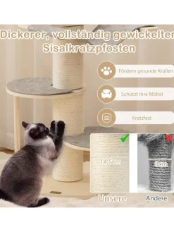 120cm Kratzbaum Holz in Grau