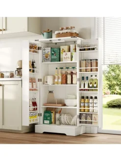 128.5cm LED Küchenschrank mit 2 Flügeltüren und Verstellbaren Regalen