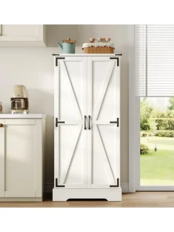 128.5cm LED Küchenschrank mit 2 Flügeltüren und Verstellbaren Regalen