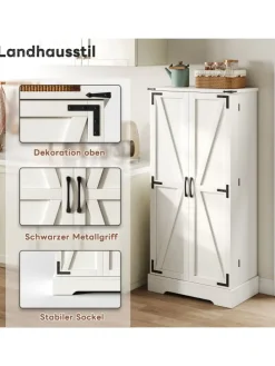 128.5cm LED Küchenschrank mit 2 Flügeltüren und Verstellbaren Regalen