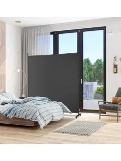 184cm Raumteiler auf Rollen in Schwarz