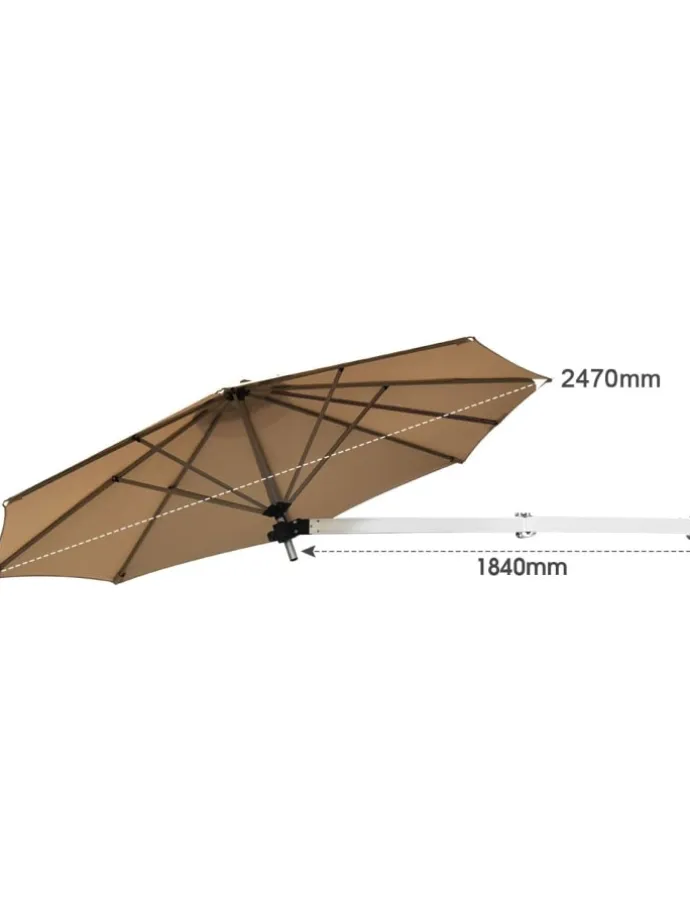 Ø247cm Sonnenschirm wandmontiert in Hellbraun