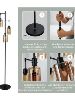 164cm Standleuchte in Schwarz
