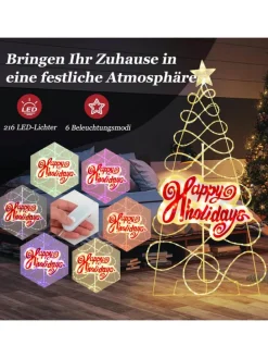 170cm Weihnachtsbaum mit 216 LEDs in Bunt