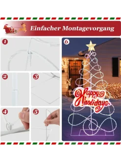 170cm Weihnachtsbaum mit 216 LEDs in Bunt