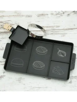 Cookut Burger Set 3in1 Burgerplatte/Burgerring/Pfanne 40x23cm in schwarz