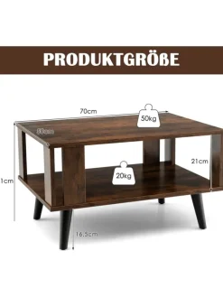 Couchtisch 2 Ebenen 70x50x41cm in Braun