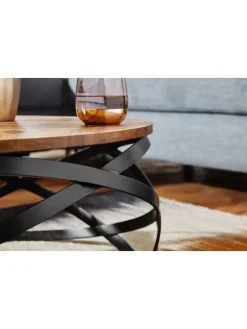 Couchtisch | Sheesham/Metall, 60x30x60cm, Industrial