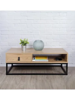 Couchtisch "Abbott" in Natur/ Schwarz - (B)100 x (H)36 x (T)50 cm