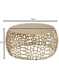 Couchtisch Ast-Design | Metall Gold, 66x66cm, Rund in Gold