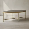 Couchtisch Glastisch | Glas/Gold, 110x56cm, Oval
