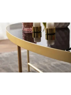 Couchtisch Glastisch | Glas/Gold, 110x56cm, Oval