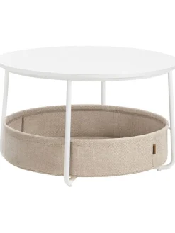 Couchtisch in Beige/ Weiß - (H)45 x Ø 75 cm