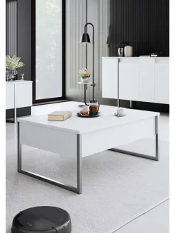 Couchtisch in Weiß/ Silber - (B)90 x (H)60 x (T)40 cm