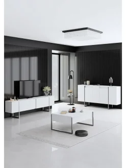 Couchtisch in Weiß/ Silber - (B)90 x (H)60 x (T)40 cm