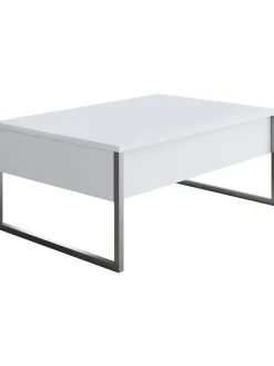 Couchtisch in Weiß/ Silber - (B)90 x (H)60 x (T)40 cm