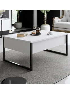 Couchtisch "Luxe" in Weiß/ Schwarz - (B)90 x (H)40 x (T)60 cm