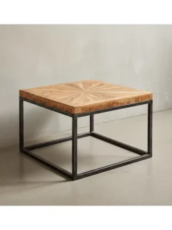 Couchtisch Mango Massivholz 55x40x55 cm Tisch mit Metallgestell