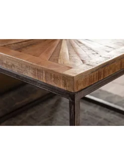 Couchtisch Mango Massivholz 55x40x55 cm Tisch mit Metallgestell