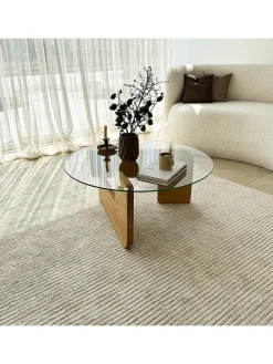 Couchtisch "Mia" in Hellbraun/ Transparent - (H)35 x Ø 75 cm