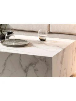 Couchtisch modern rechteckig 120x75 cm Marmoroptik in Weiß