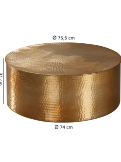 Couchtisch 75x31x75 cm Aluminium Beistelltisch Orientalisch